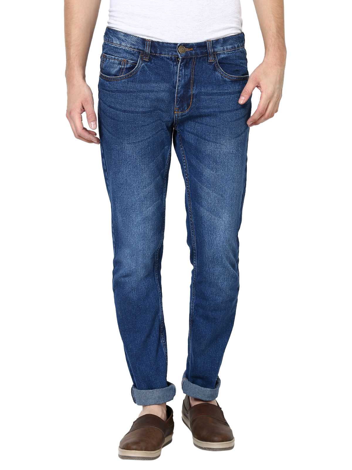 Buy Newport Blue Slim Fit Mid Rise Jeans For Men Online @ ₹999 from ...