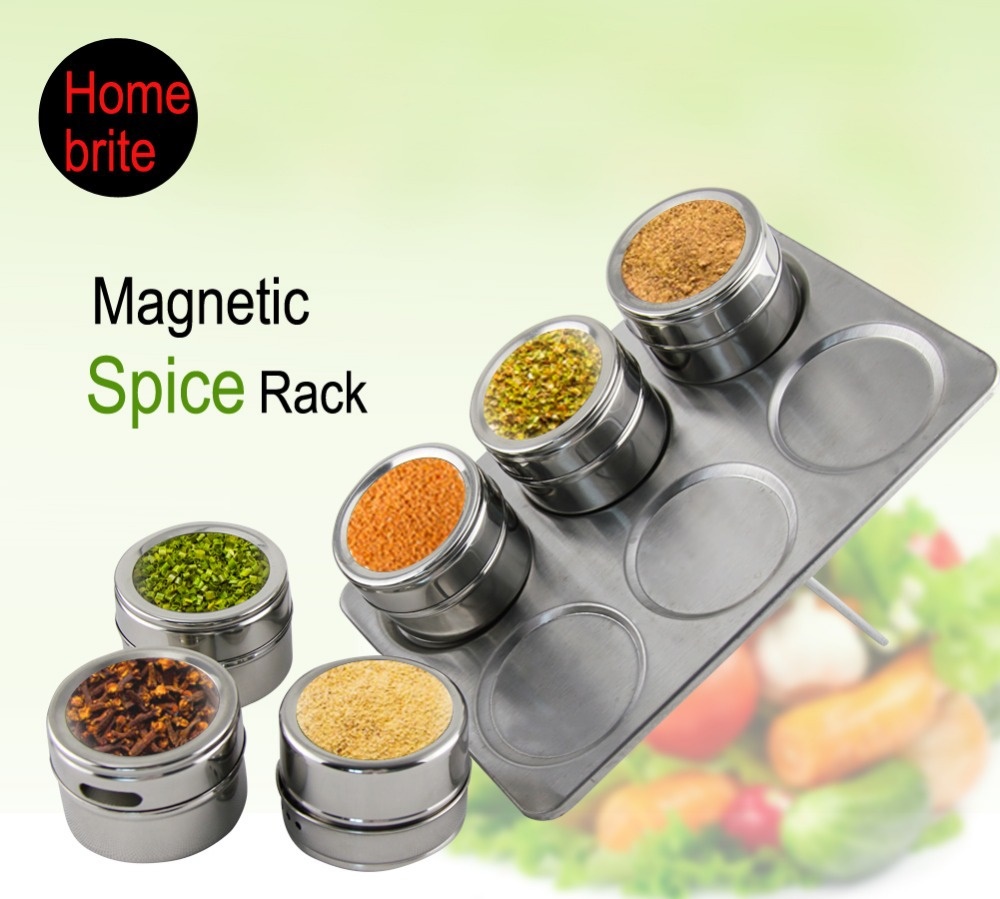 Buy Magnetic Spice Jar- Set Of 6, New 6 Piece Magnetic Spice Rack Space ...