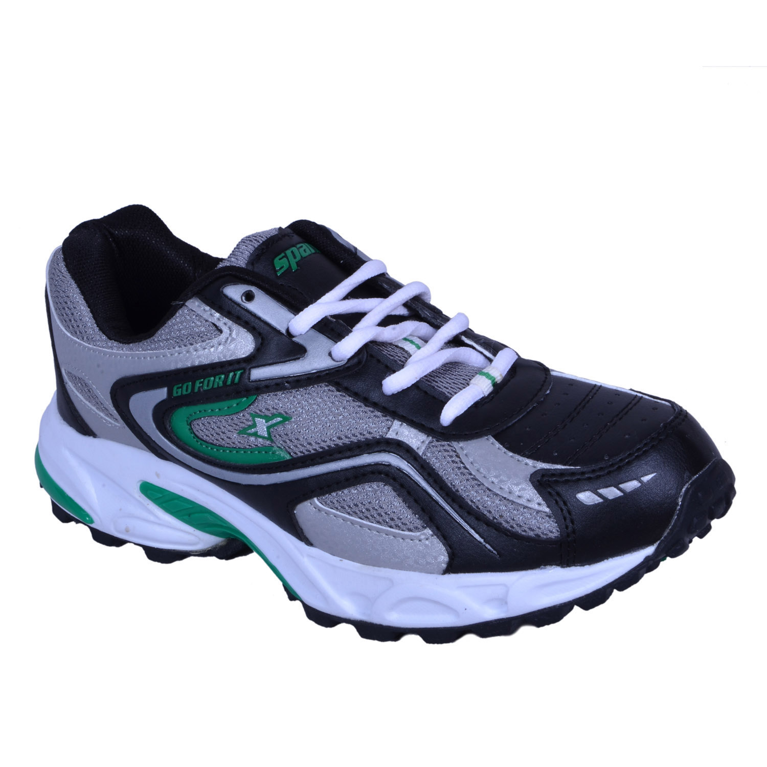 sparx men's sports running shoes black green
