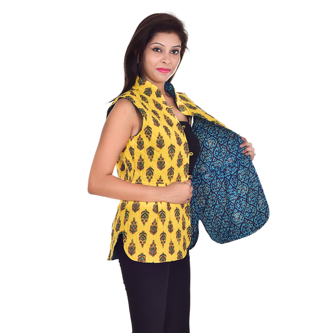 Pink Cotton Jaipuri Reversible Jacket