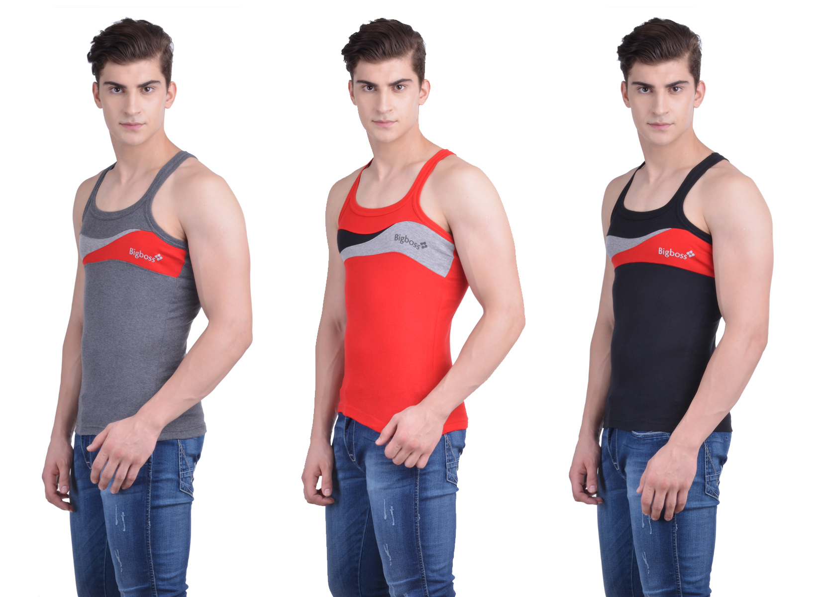 Buy Dollar Bigboss Multicolor Plain Pack of 3 Vest for Men Online ...