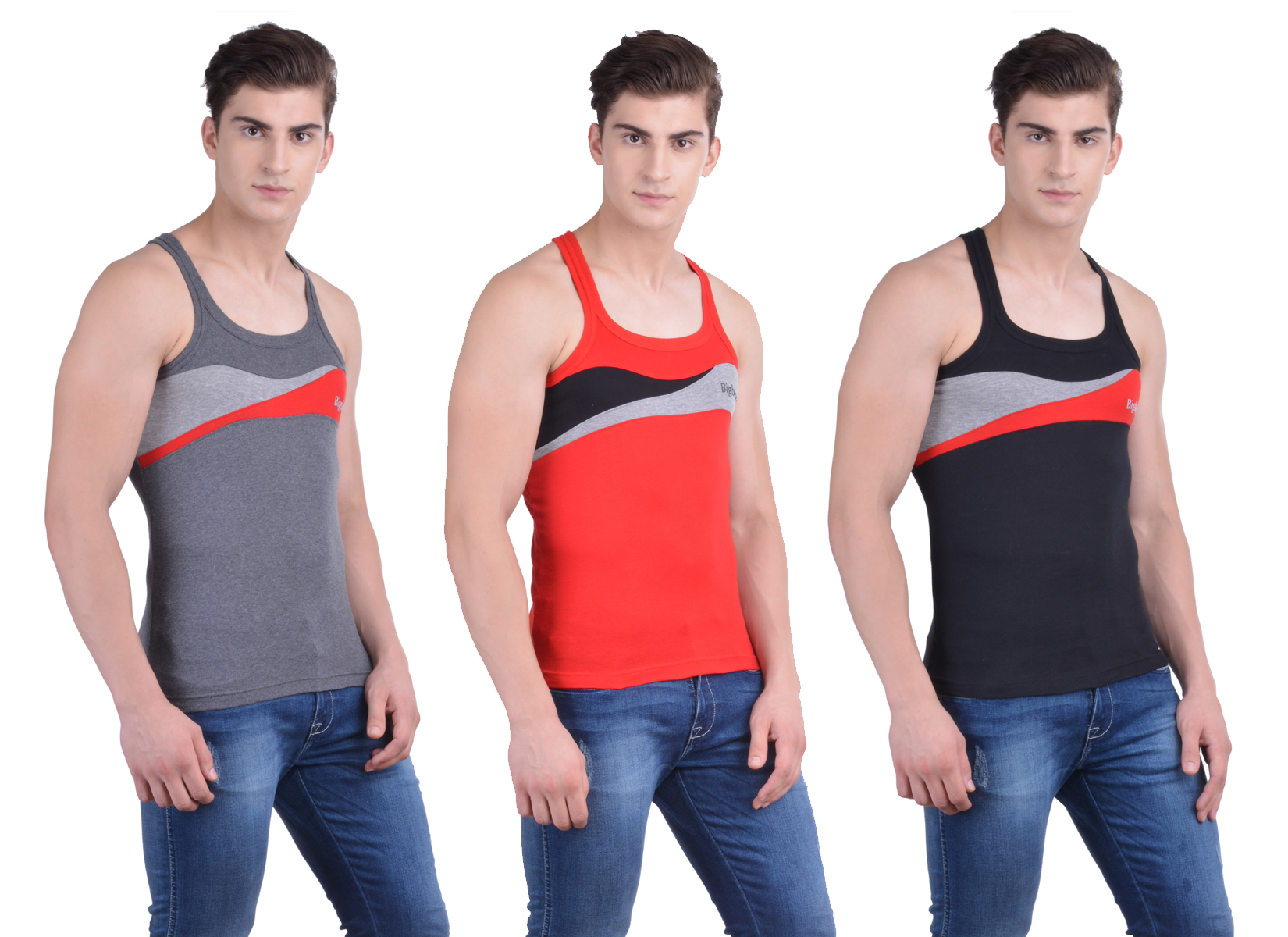 Buy Dollar Bigboss Multicolor Plain Pack of 3 Vest for Men Online ...