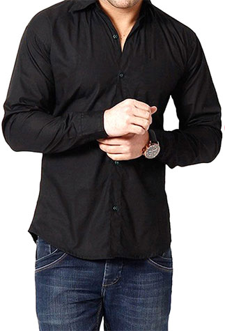 Buy black Plain Poly-Cotton Shirt Online @ ₹299 from ShopClues