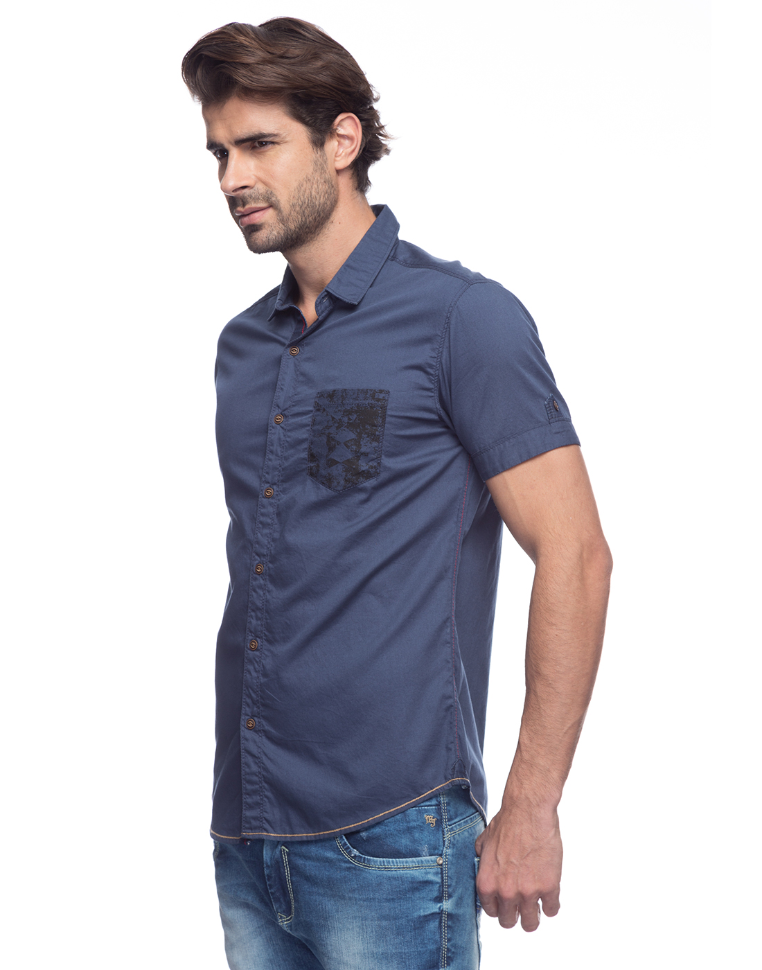 Buy Mufti Blue Half Sleeve Casual Shirt For Men Online @ ₹874 from ...