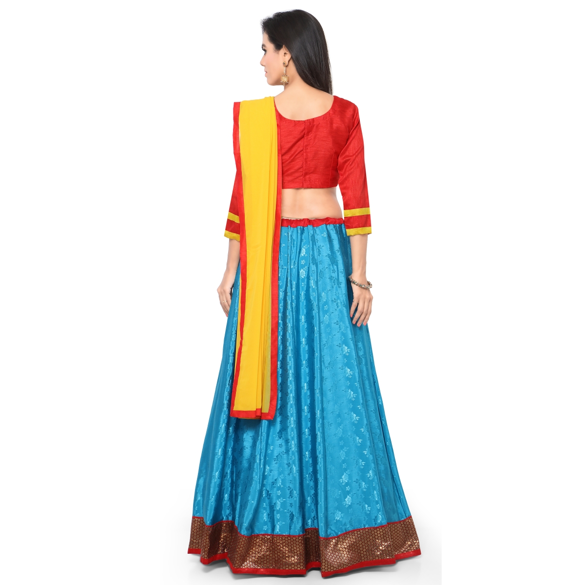 Appreciable Buy Triveni Appreciable Blue Colored Printed Jacqurd,Chiffon Lehenga ...
