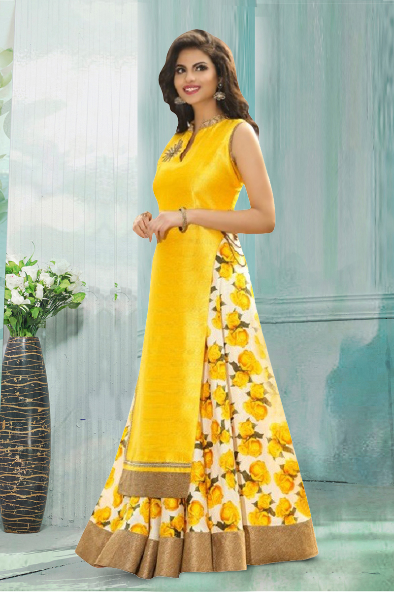 yellow bandhani lehenga