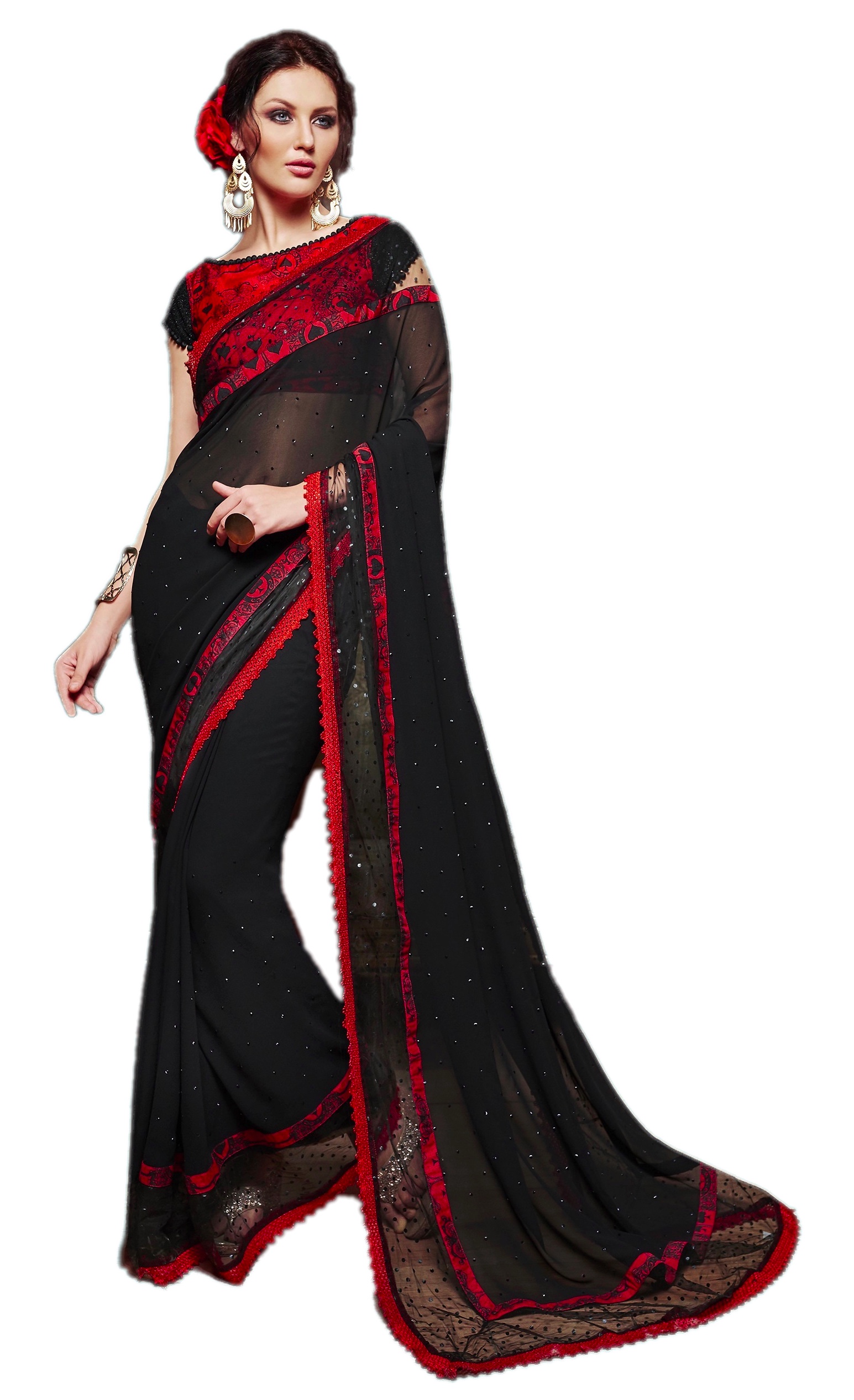 Buy Roop Kashish Black Georgette Printed Saree With Blouse Online ₹1699 From Shopclues 4690