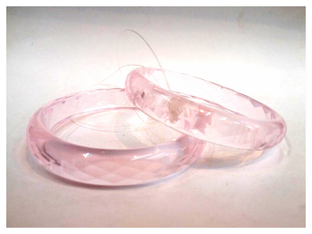 Buy Prem Bangles water pink crystal cut glass bangle set Online ₹1099
