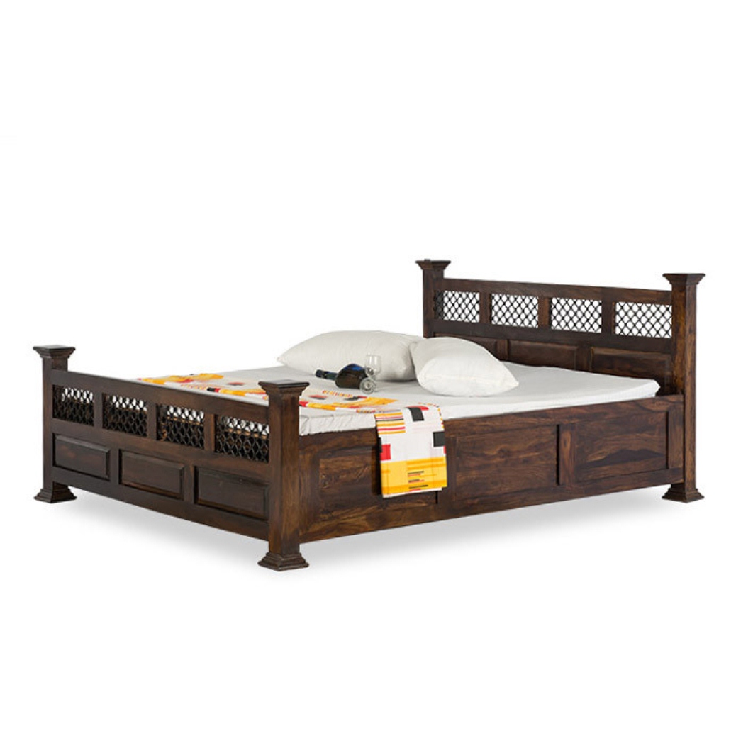 Buy Lignea Solid Wood Queen Size Bed With Storage Online @ ₹31499 from ...