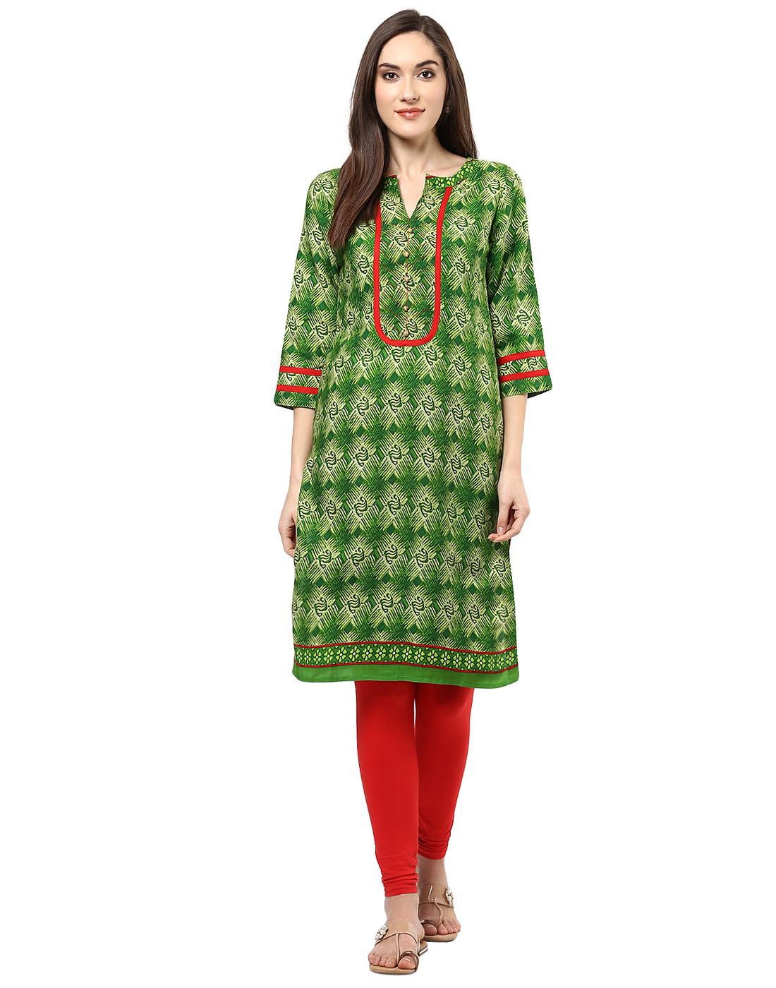 Buy Jaipur Kurti Green Printed …