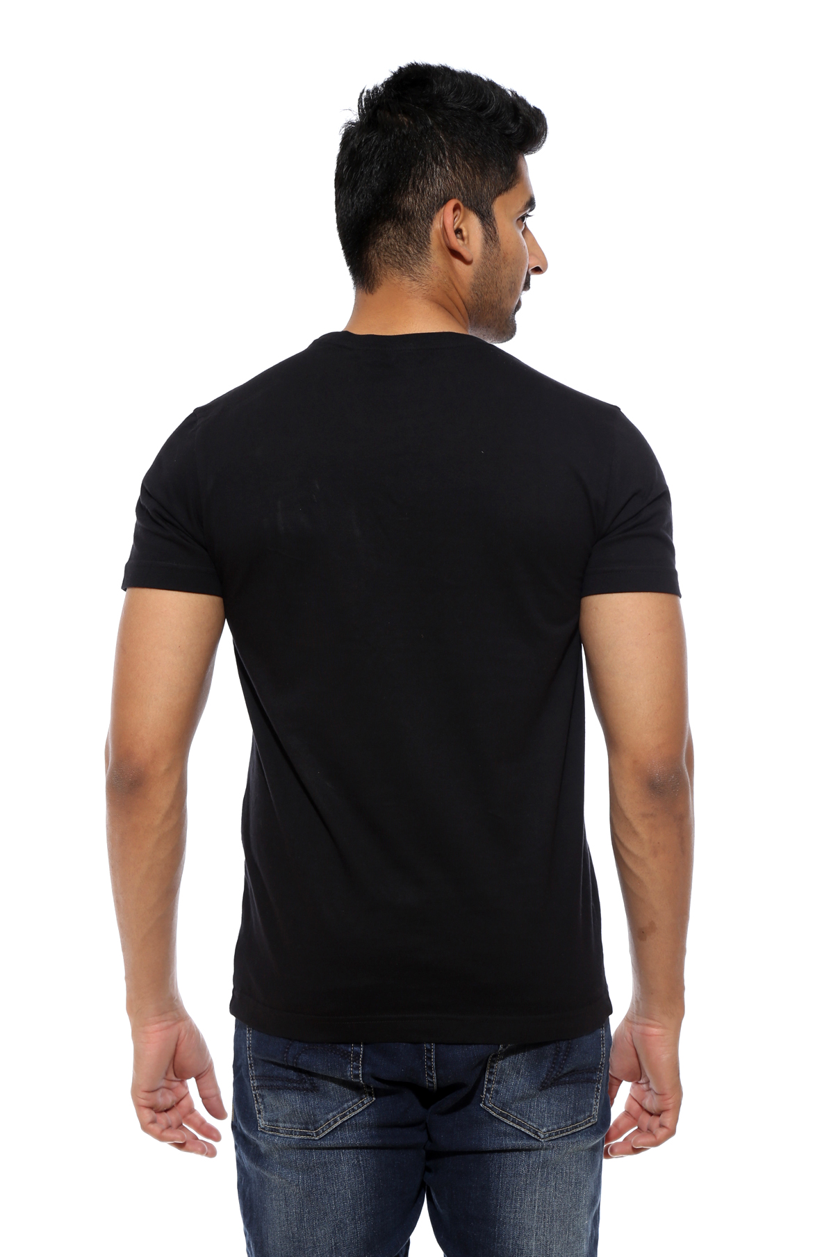 Buy Mufti Black Round Neck Half Sleeve Mens T-Shirts Online @ ₹499 from ...