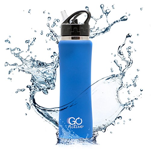 Buy Stainless Steel Insulated Water Bottle with flip straw and sweat ...