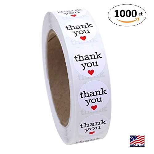 Buy 1 Inch Round Thank You Sticker Labels with Red Hearts, 1000 ...