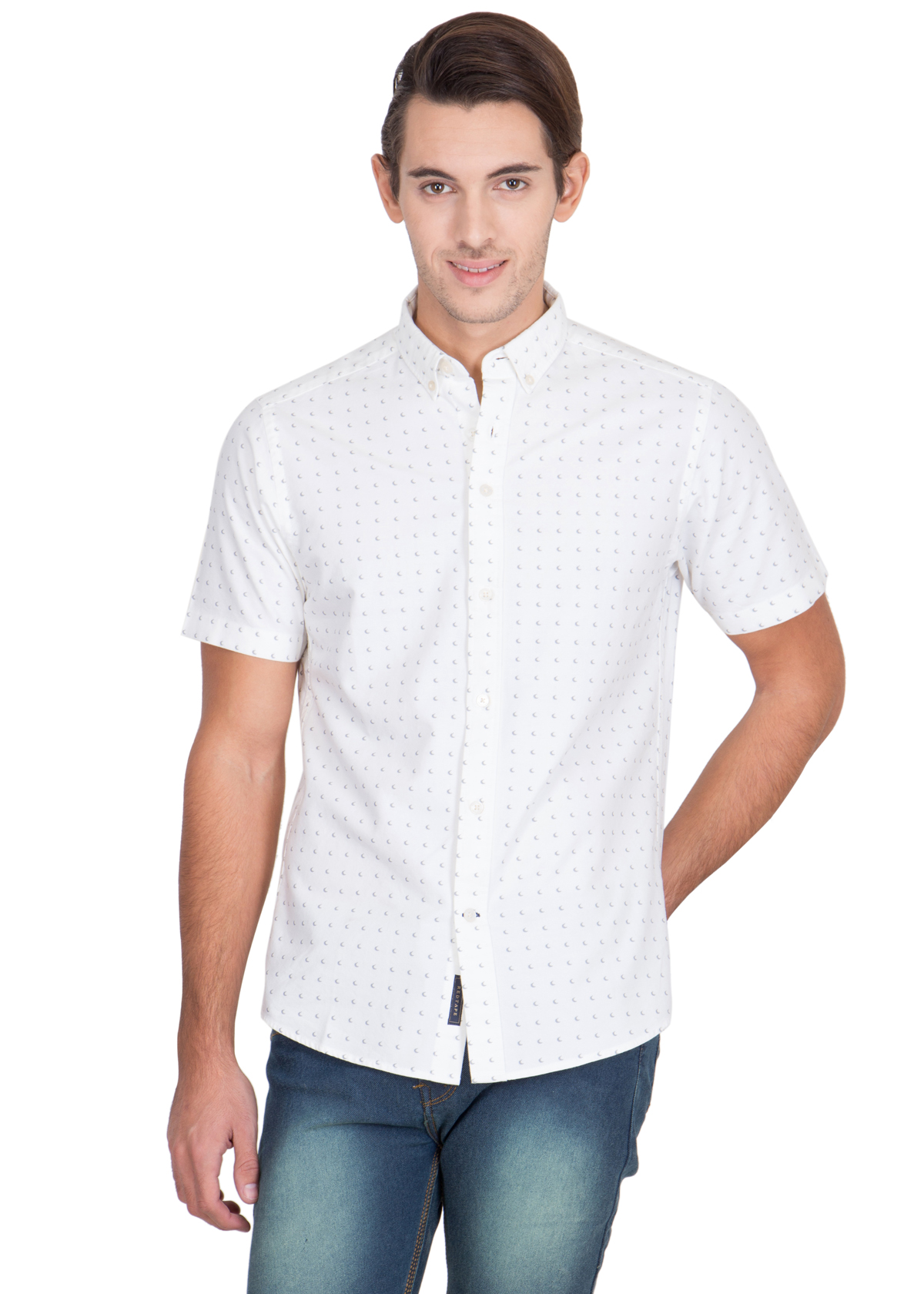 Buy Red Tape White Button Down Half Sleeve Casual Shirt For Men Online ...
