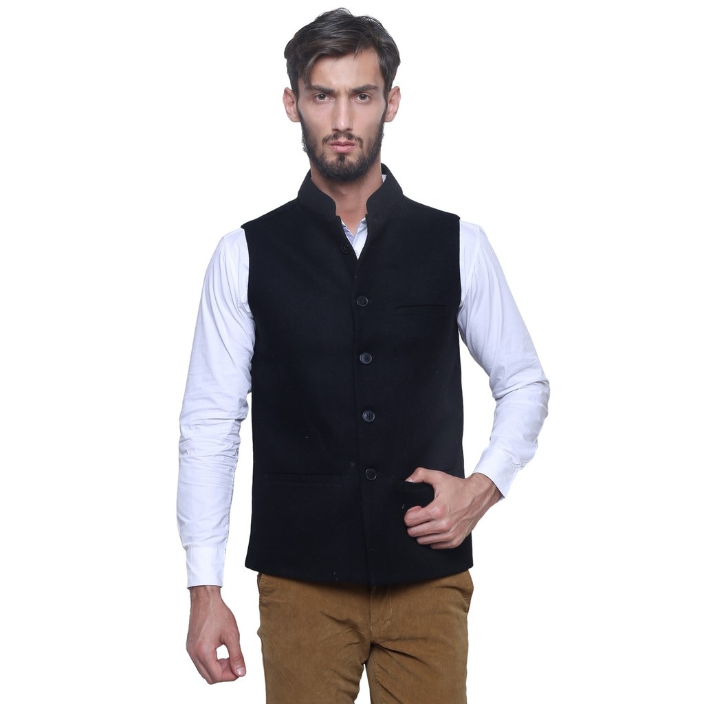 Buy Dhrohar Black Woolen Waistcoat for Men Online @ ₹1299 from ShopClues