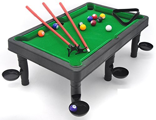 Petite Billiards- the classic pool table set with 6 stands with ...