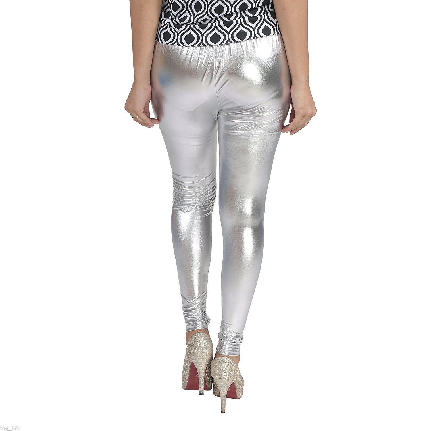 Buy Women's Shimmer Silver Ankle Length Cotton Leggings at Amazon.in-sonthuy.vn