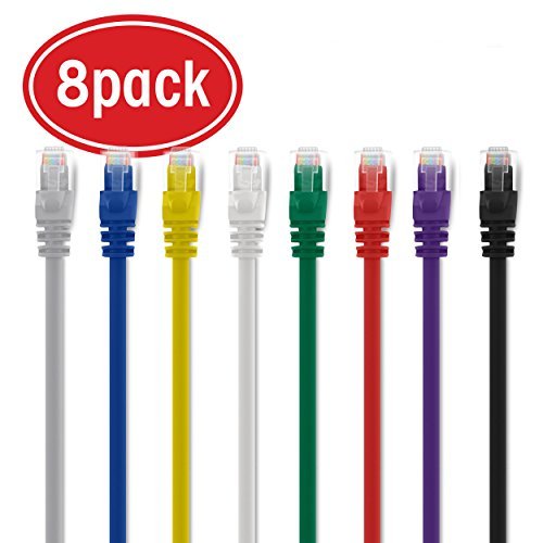 GearIT Cable, 20'Multi (8-Pack), Multicolor (20CAT6E-MULTI-8PK)