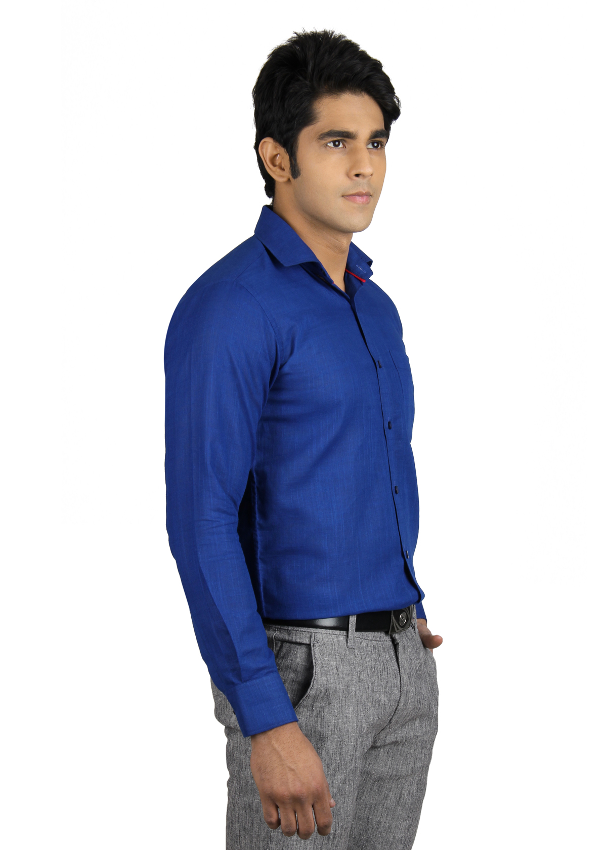 Shop NEXQ Linen Formal Shirt Plain ROYAL BLUE Online - Shopclues