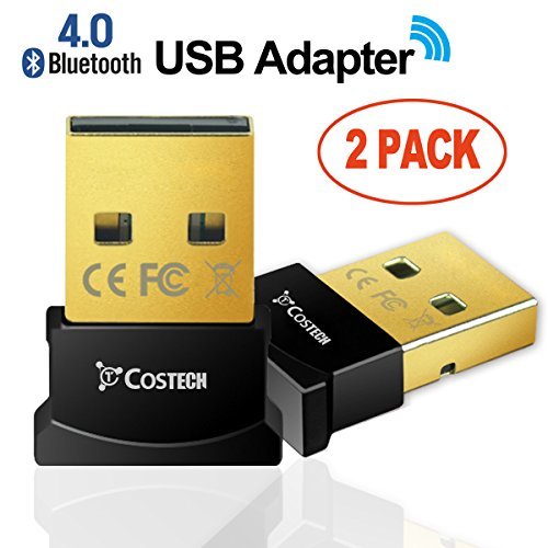 Bluetooth 4.0 USB Adapter, Costech 2 Pack Gold Plated Micro Dongle 33ft