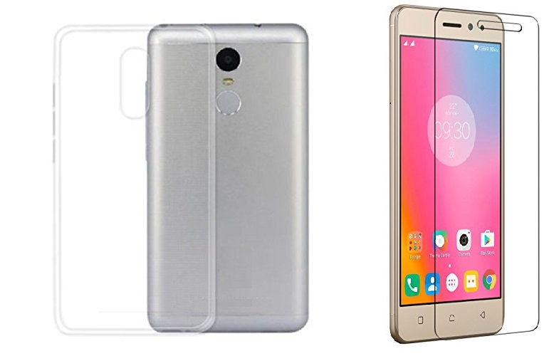 Lenovo K6 power Transparent back cover with tempered glass