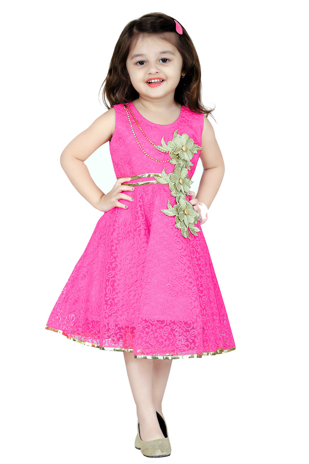Buy MID AGE Pink Girls Net Empire Waist Frock Online @ ₹2999 from ShopClues