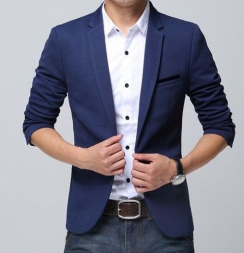 Buy Men's Blue Slim Fit Casual Wear Blazer Online @ ₹3398 from ShopClues