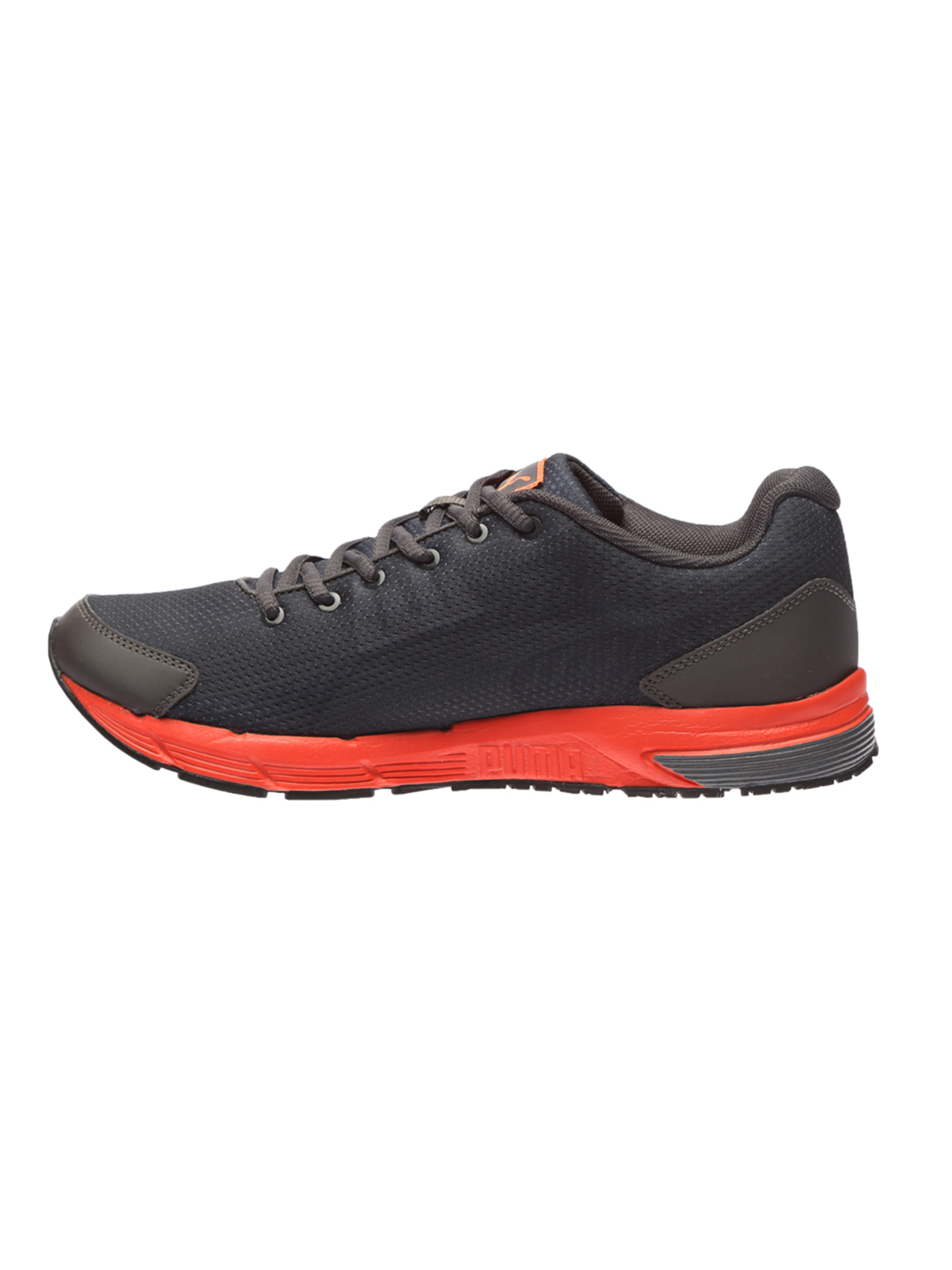 puma round toe lace up sneakers black