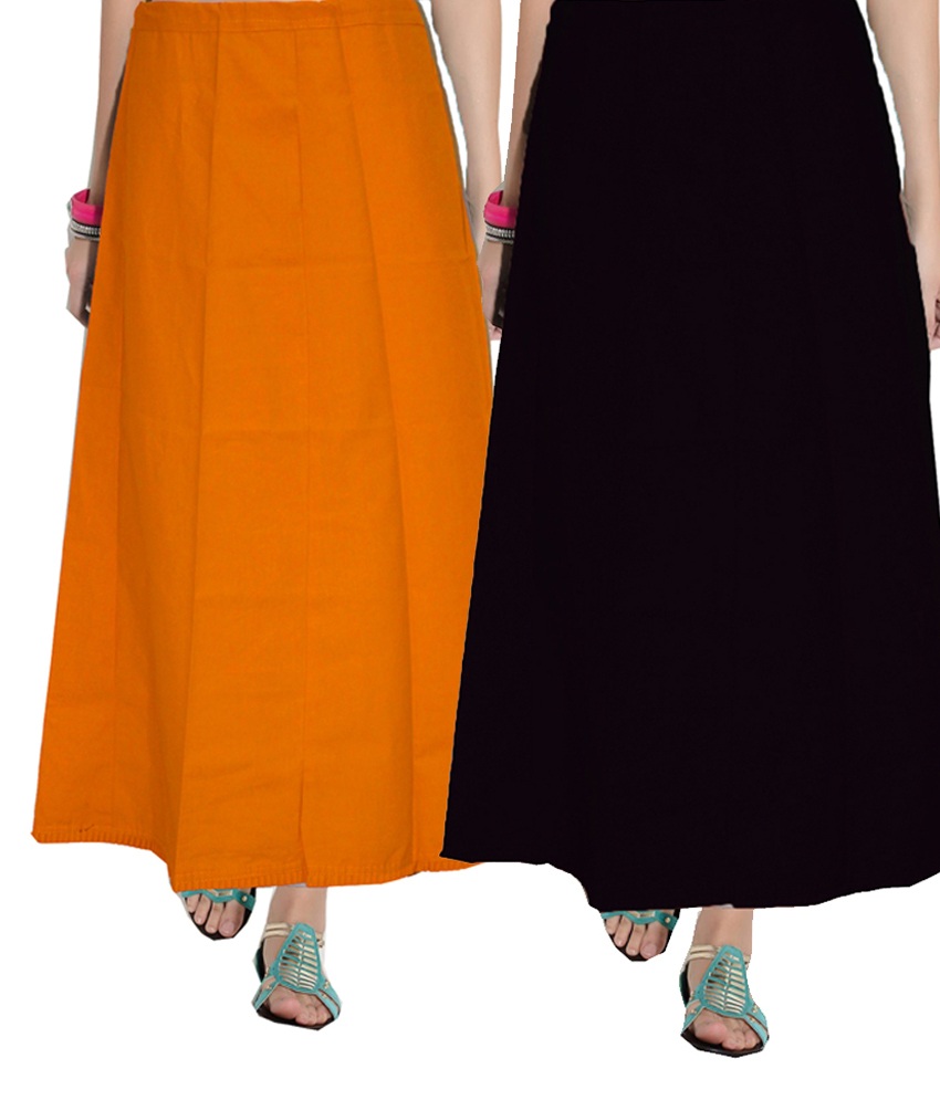 Jupon Coton Réglable Pour Saree Indien - Taille Unique 66-106 Cm - Longueur 99 Cm - Cousu Solide, Cordon Ajustable