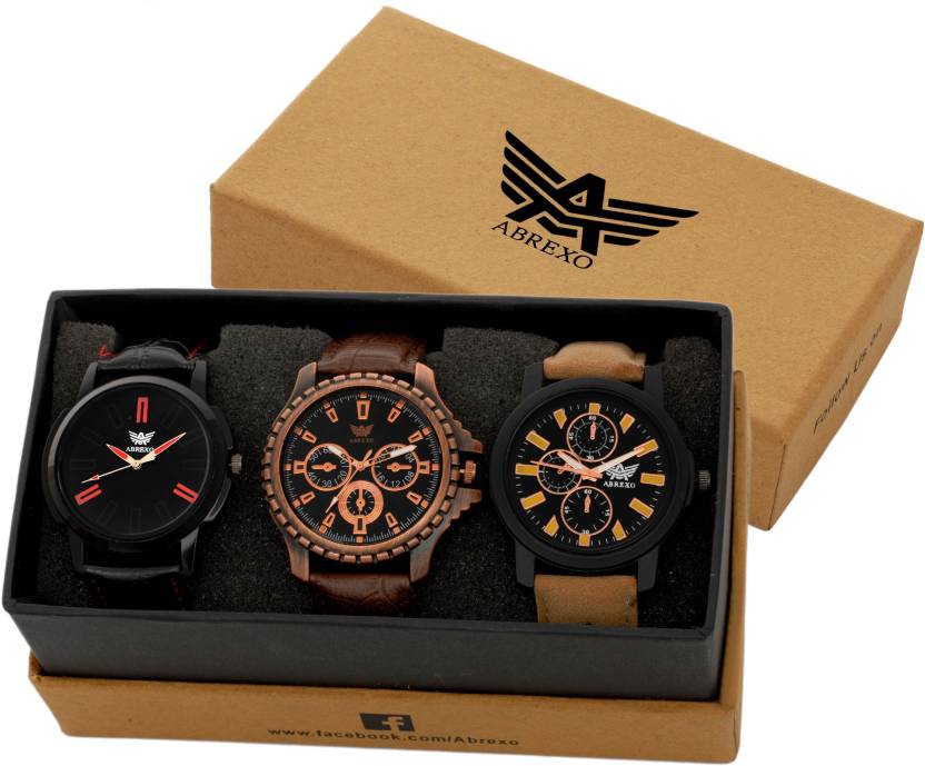 Abrexo LuxeryLifeStyles Abx 8668 BLK BR Analog Watch For Boys