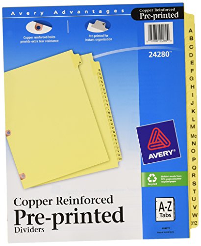 Buy Avery Copper Reinforced Preprinted Dividers with A-Z Tabs, 25-Tab ...