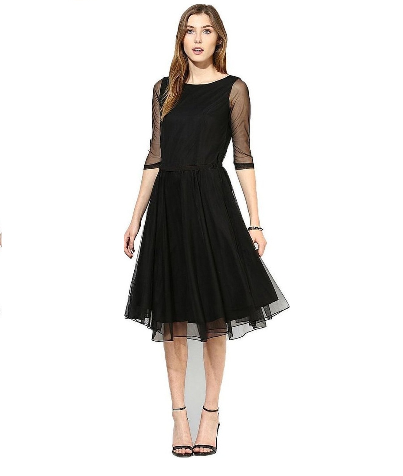 Buy Klick2Style Black Plain A Line Dress Dress For Women Online @ ₹989 ...