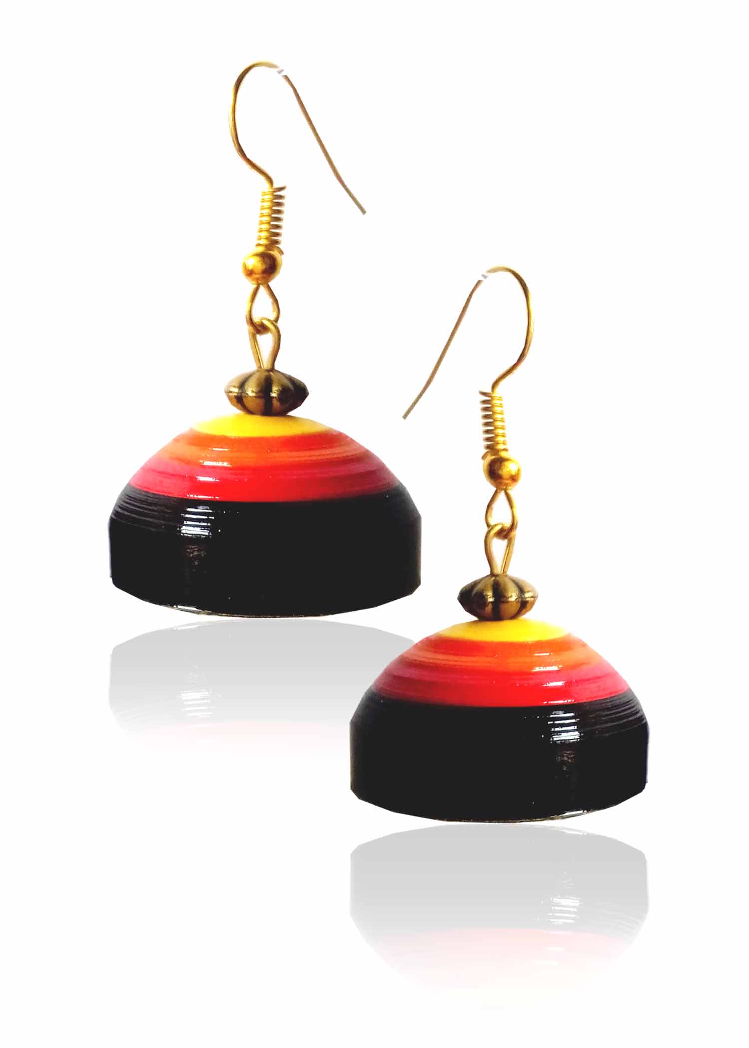 Yellow - Hand Embroidered Fabart Beadwork Earrings by Rangila Dhaga main image 1