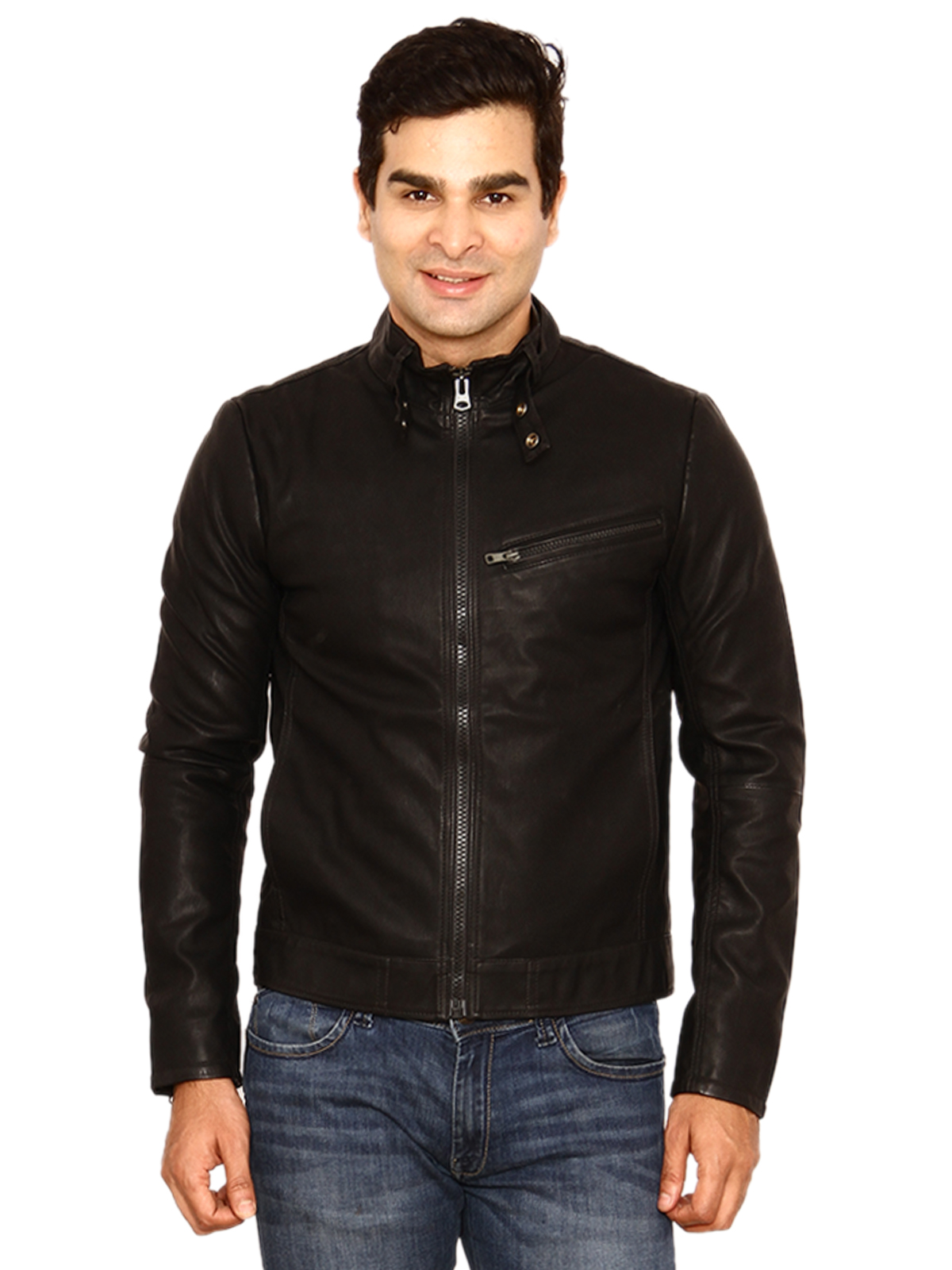 Buy Wrangler Black Faux Leather Biker Jacket Online @ ₹7995 from ShopClues