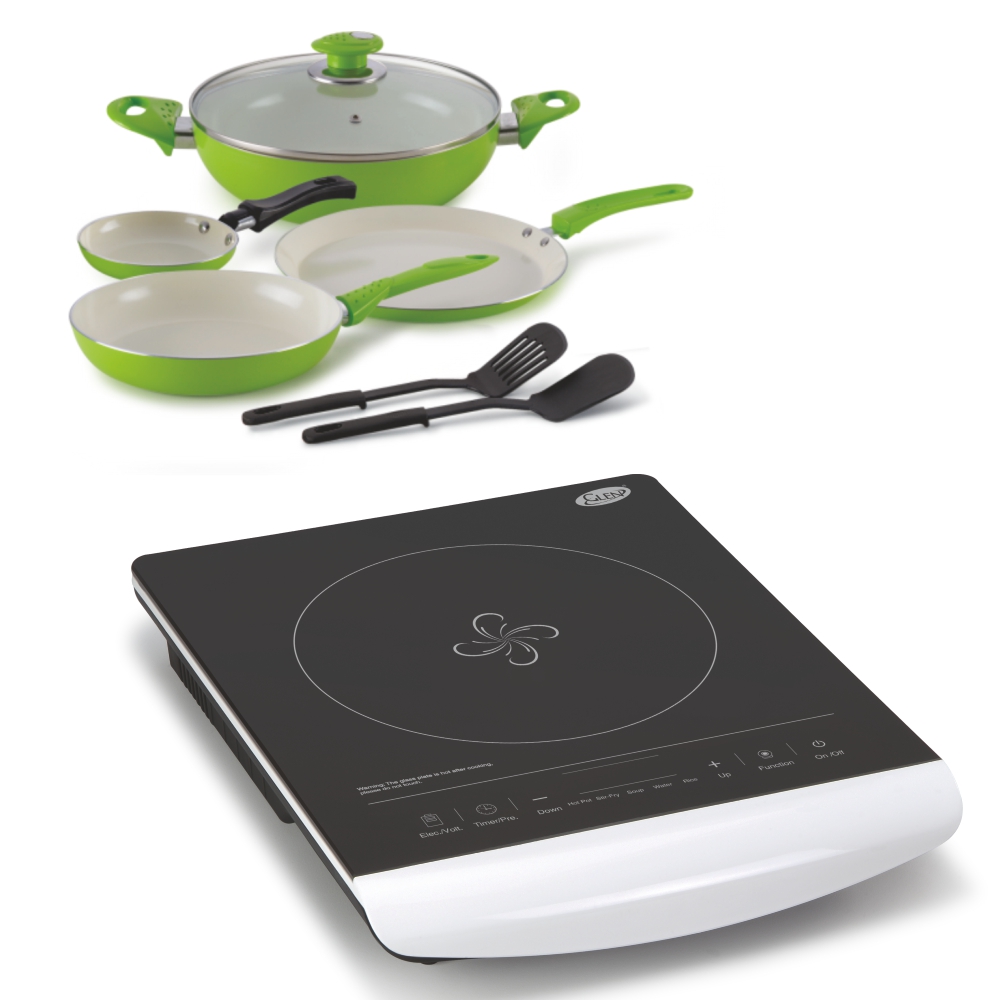 3074 Induction Cooker + Alda CC Cookware Gift Set6 Glass Lid ( COMBOS )