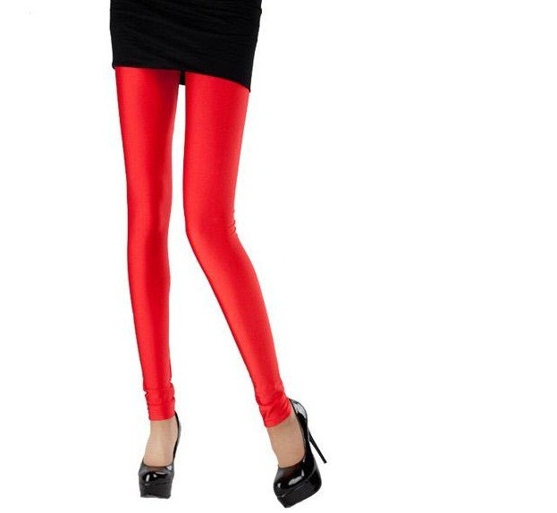 Neon Shine Leggings Sexy Skin Fit Slacks In Red Maroon Fancy Footless Tights Fits Gurlz Shinny 6105