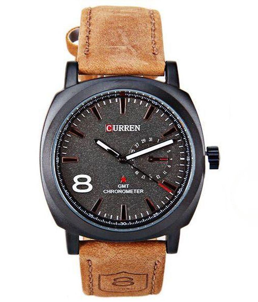 Men Curren Black Analog Casual Watch