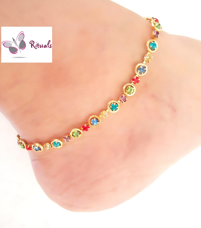 Gold Plated Multicolour CZ Diamonds Anklets Prices in India Shopclues