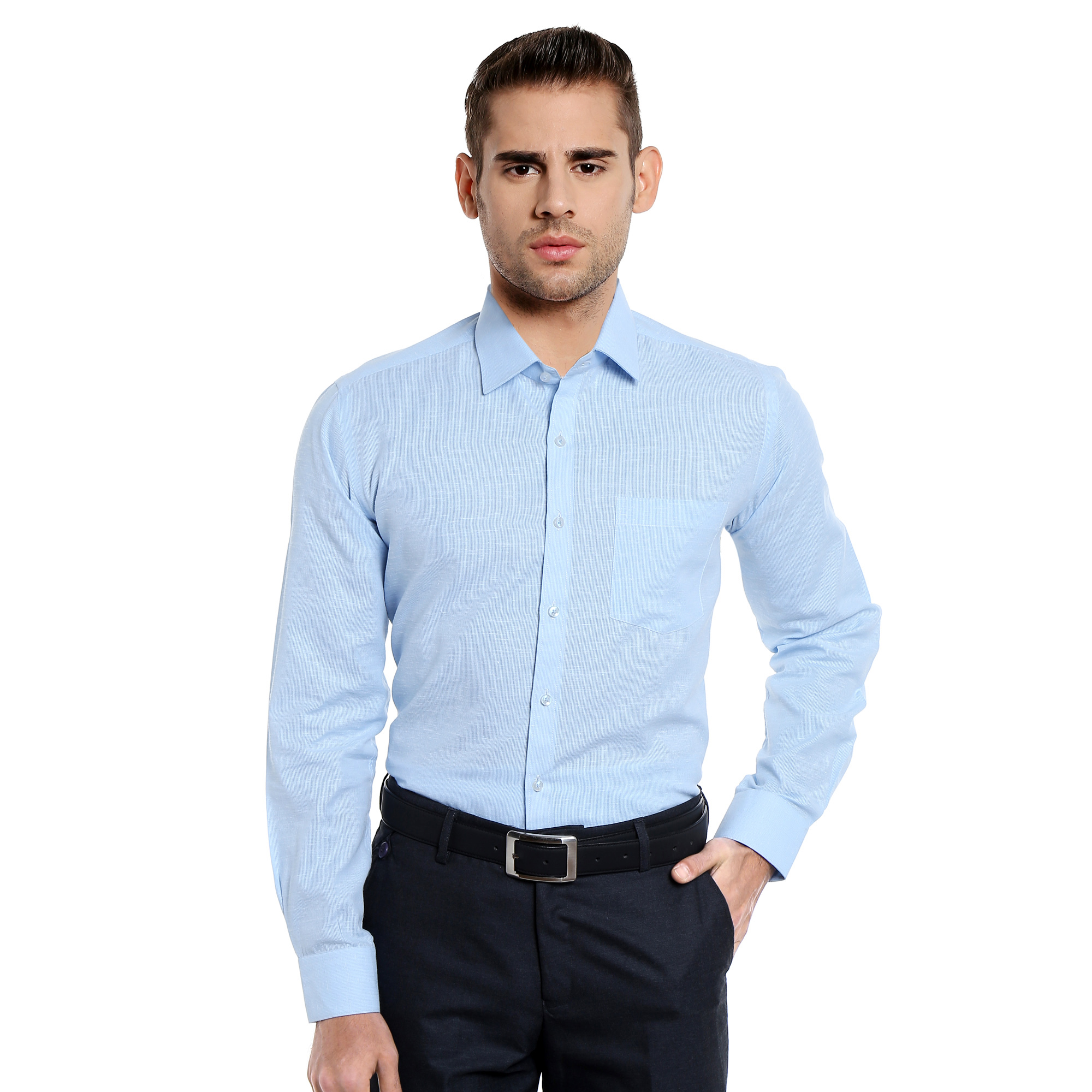 Buy RG Designers Light Blue Solid Slim Fit Formal Shirt Online @ ₹629 ...