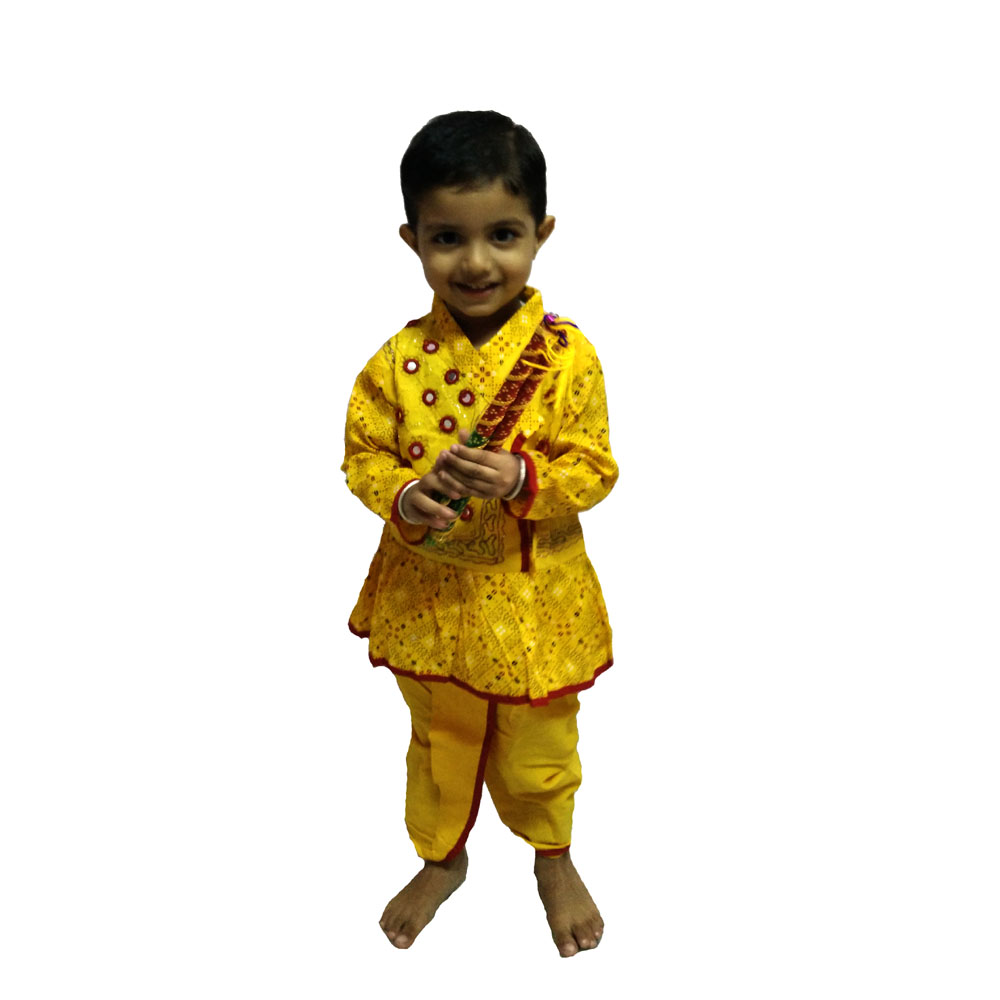 Buy 1 to 2 Year Boy Yellow Colour Rajasthani Dress With