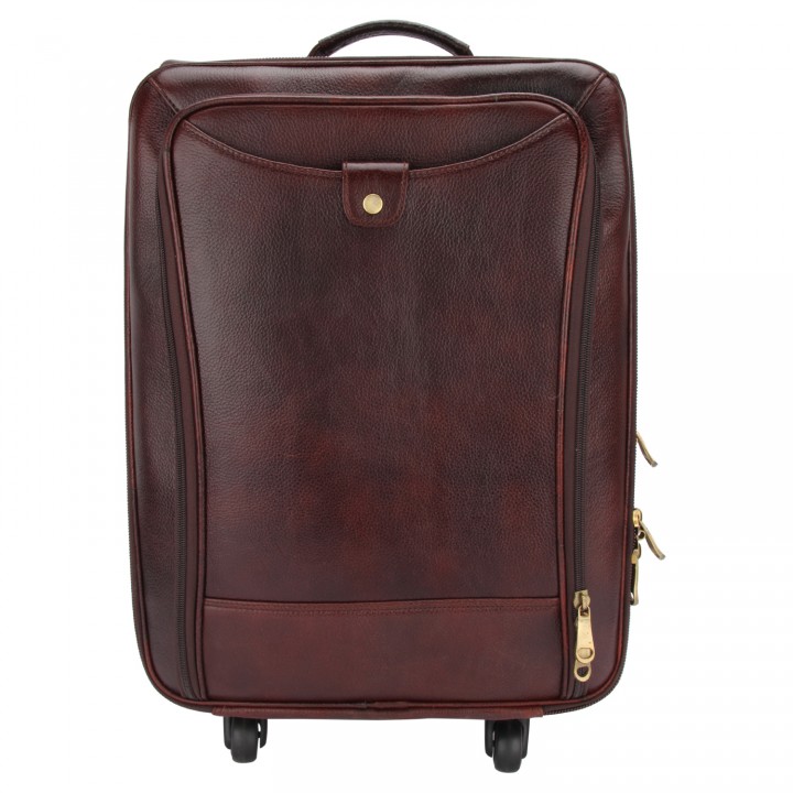 Buy Hide Bulls leather 4 wheel cabin luggage trolley bag with free ...
