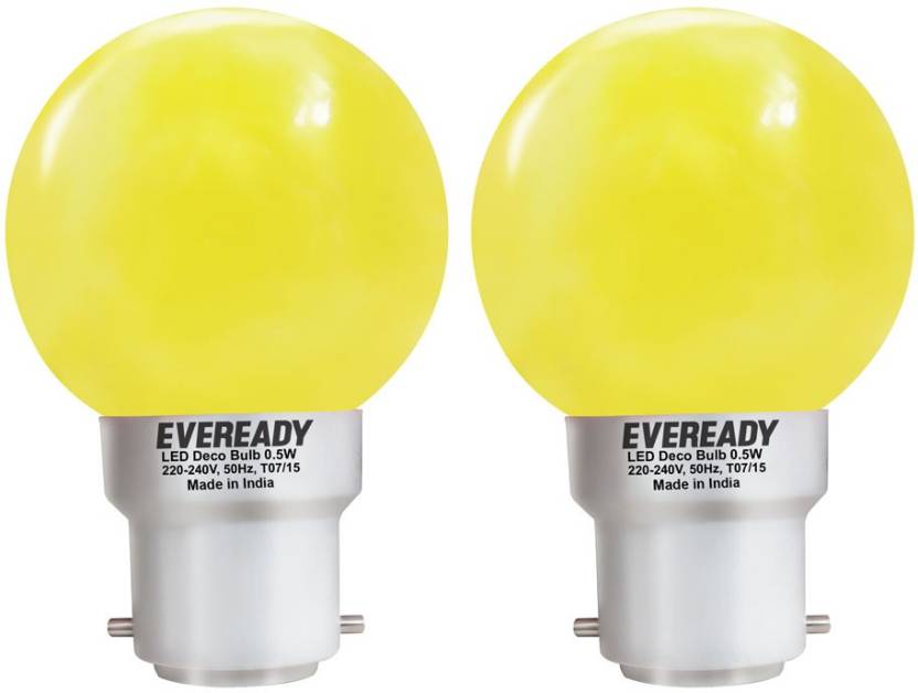 Eveready 0.5 W B22 LED Bulb Yellow, Pack of 2