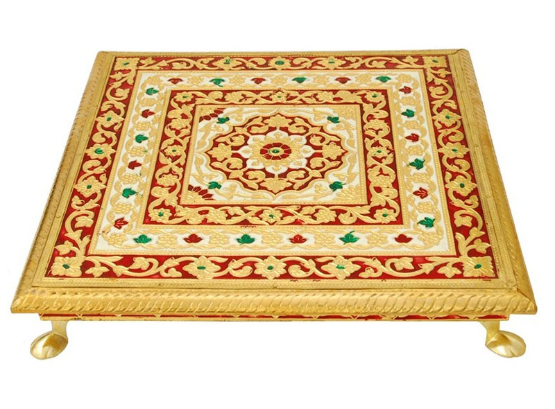 Handmade Decorative Meenakari Puja Chowki - 15 inch square Prices in ...