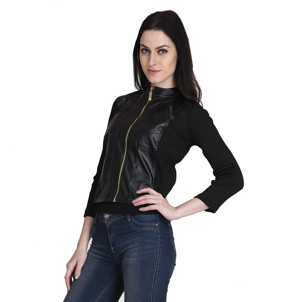 Buy Westrobe Black Rexine Jacket With Chain Online @ ₹799 from ShopClues