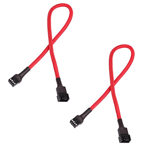 Buy JBtek Sleeved PWM 4 Pin CPU, Case Fan Extension Cable, Red, 2 Pack