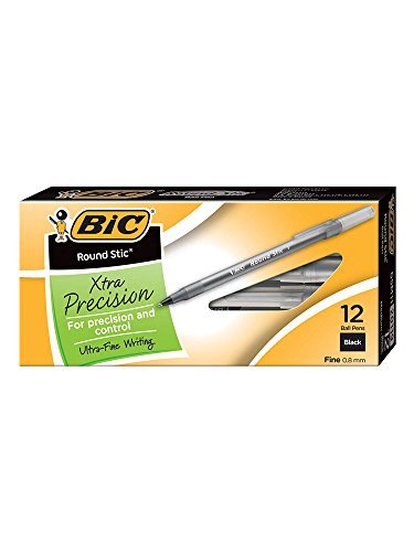 Buy BIC Round Stic Xtra Precision Ball Pen, Fine Point (0.8 mm), Black ...