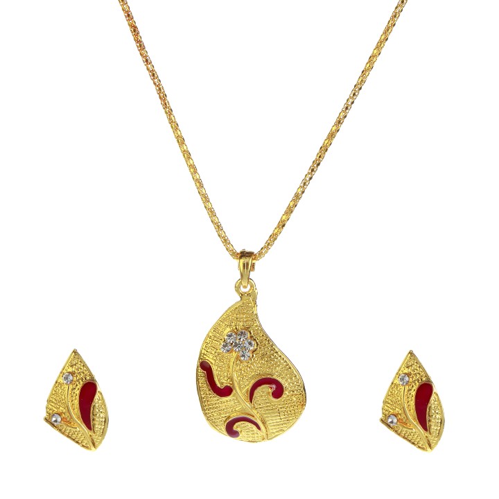 Buy The99Jewel by JewelMaze Maroon Austrian Stone Gold Plated Chain ...