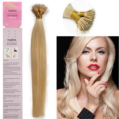 Buy haibis 16''-22''Straight Remy Nano Ring Tip Human Hair Extensions ...