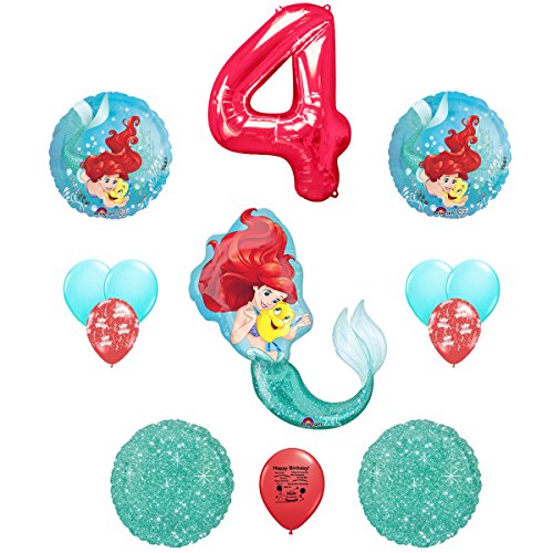 Buy Little Mermaid Happy 4th Birthday Balloon Bouquet Online @ ₹3530 ...