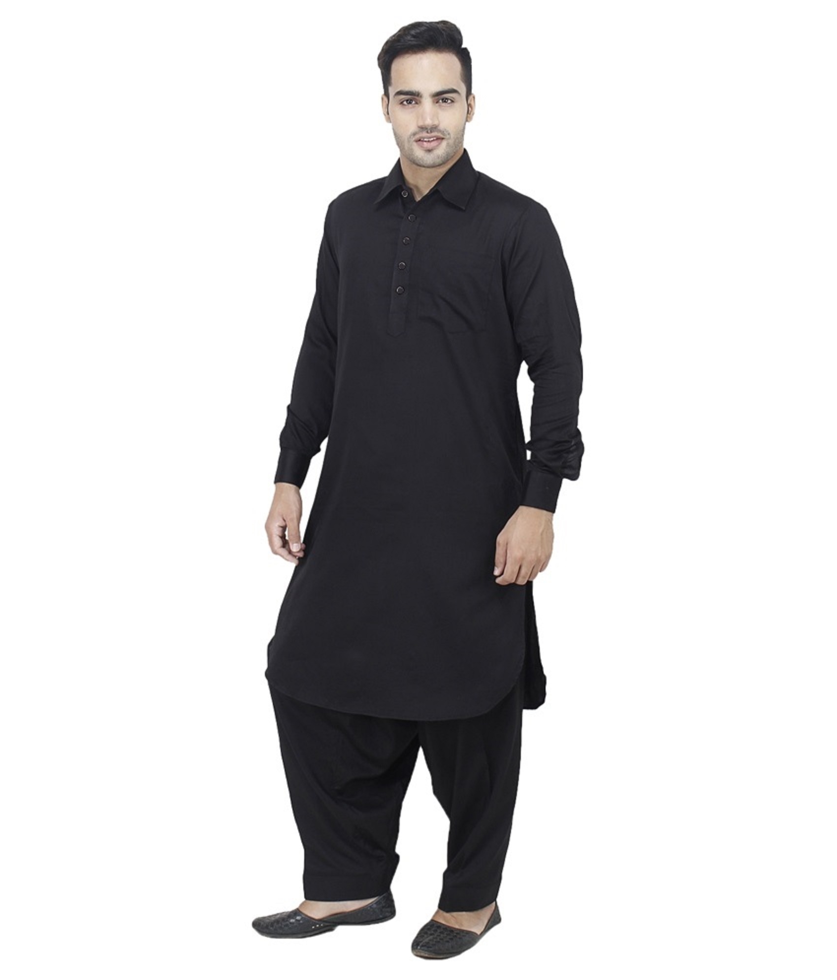 Buy Arzaan Creation's Black Soft And Shiny Pathani Suit Online @ ₹899 ...